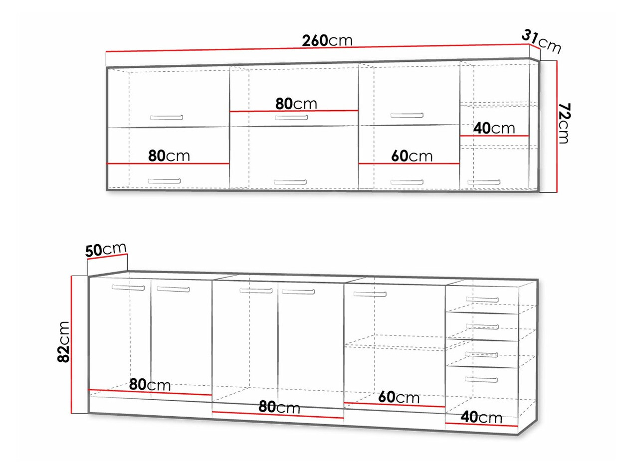 Modular kitchen set Multi Grey 123