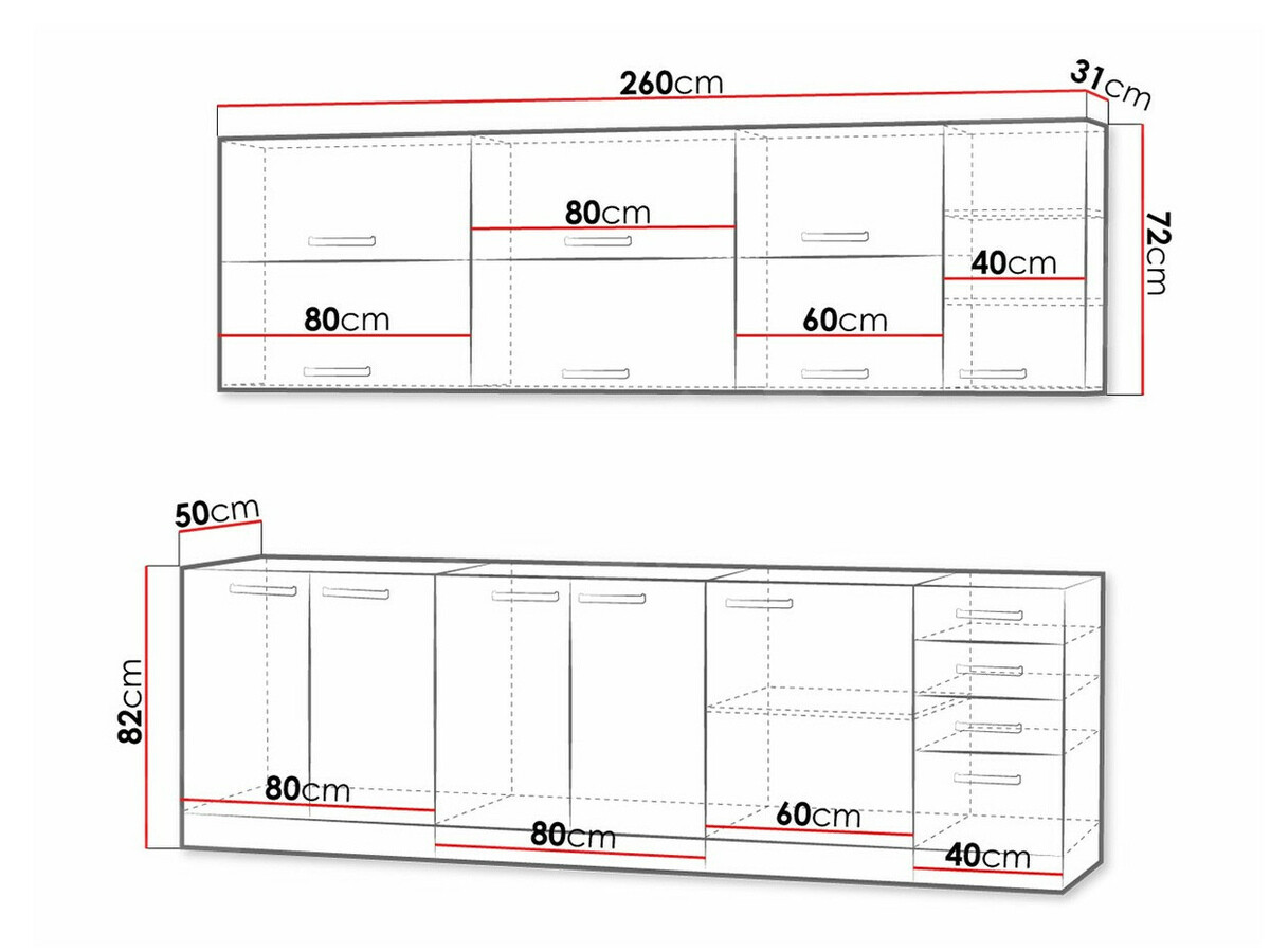 Modular kitchen set Multi Grey 123
