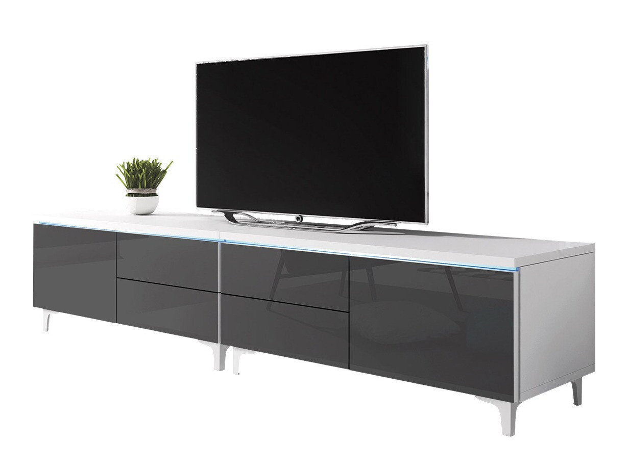 TV stand Hortus I (White + Gloss grey)