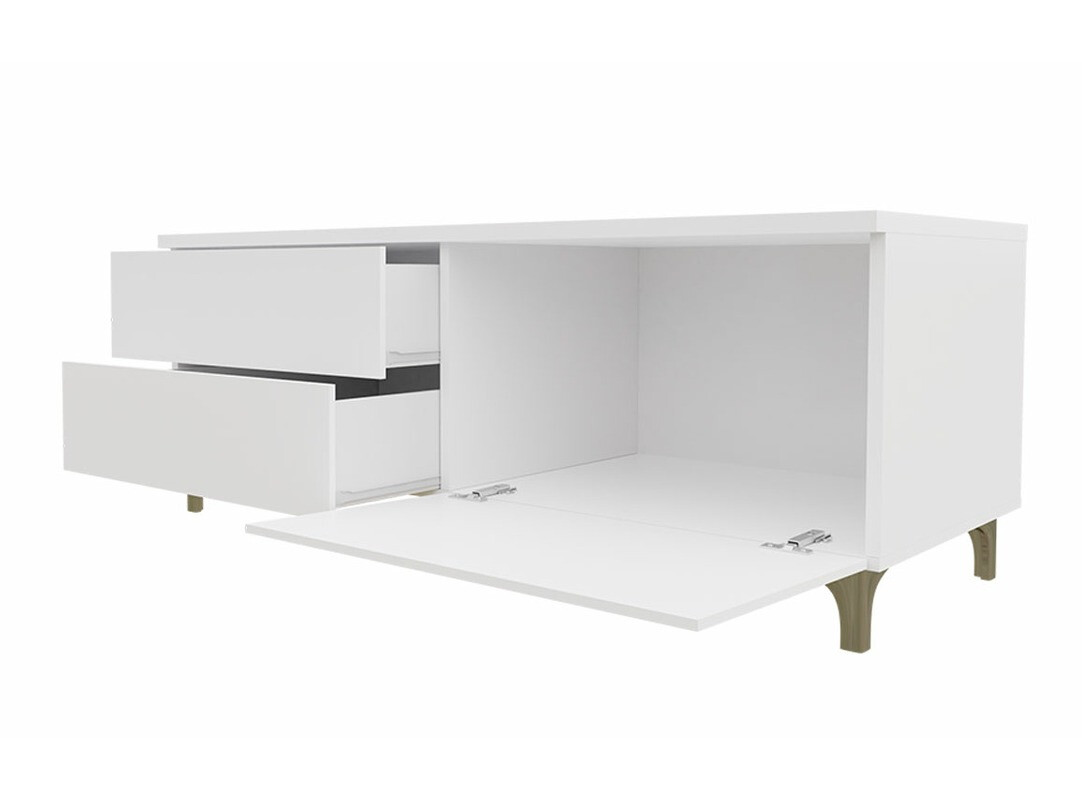 TV stand Hortus I (White + Glossy white)