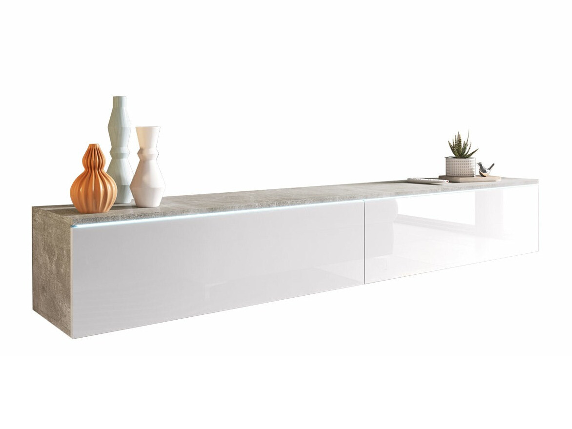 TV stand Scientia I (Concrete + Glossy white)