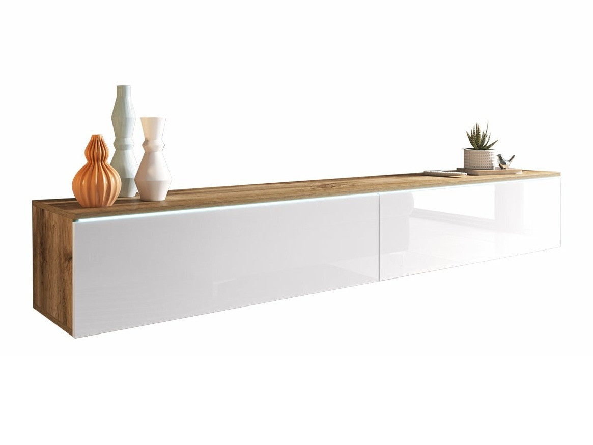 TV stand Scientia I (Wotan Oak + Glossy white)