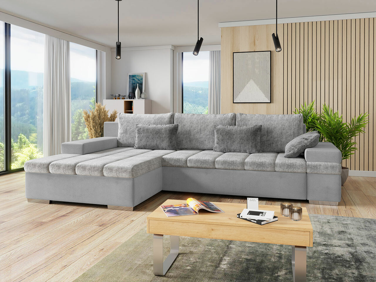 Corner sofa Comfivo Olivetum II (Venus Velvet 2921 + Miu 2059 + Miu 2058)