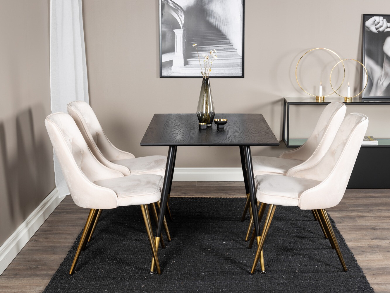 Dining set Dallas 1673 (Beige + golden)