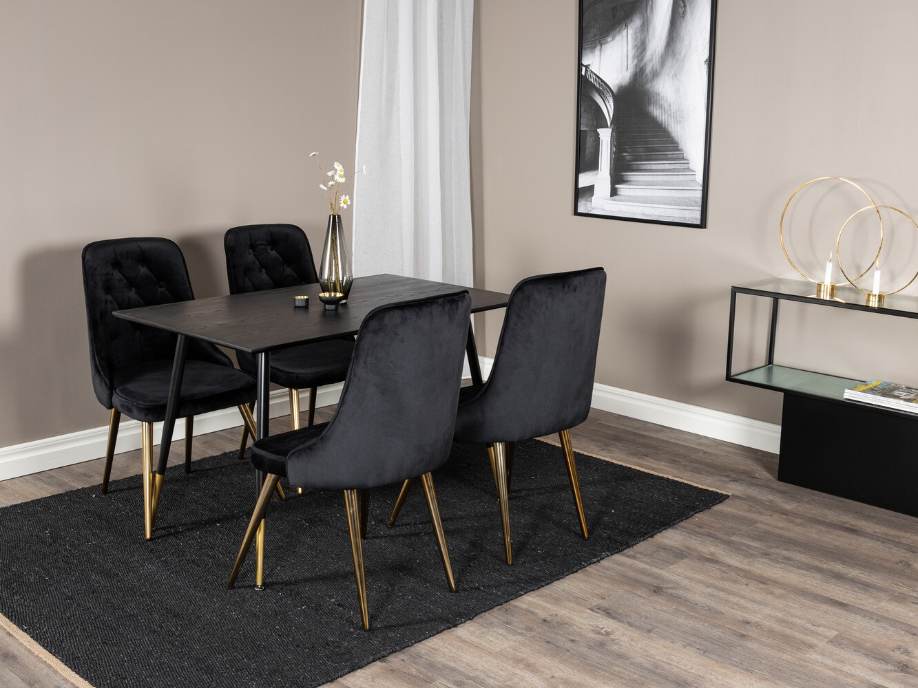 Dining set Dallas 1673 (Black + golden)