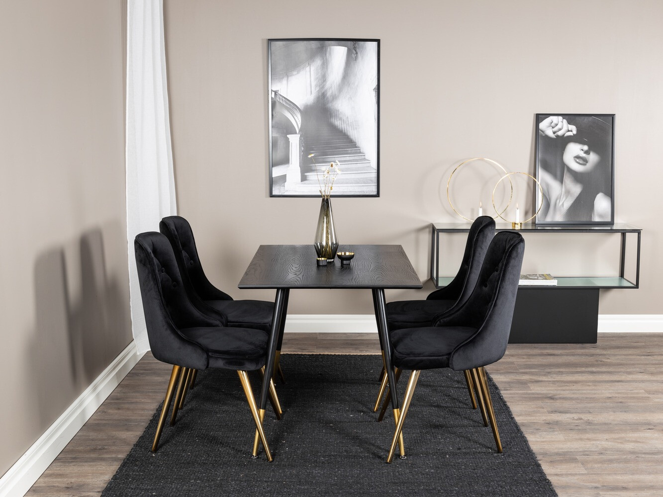 Dining set Dallas 1673 (Black + golden)