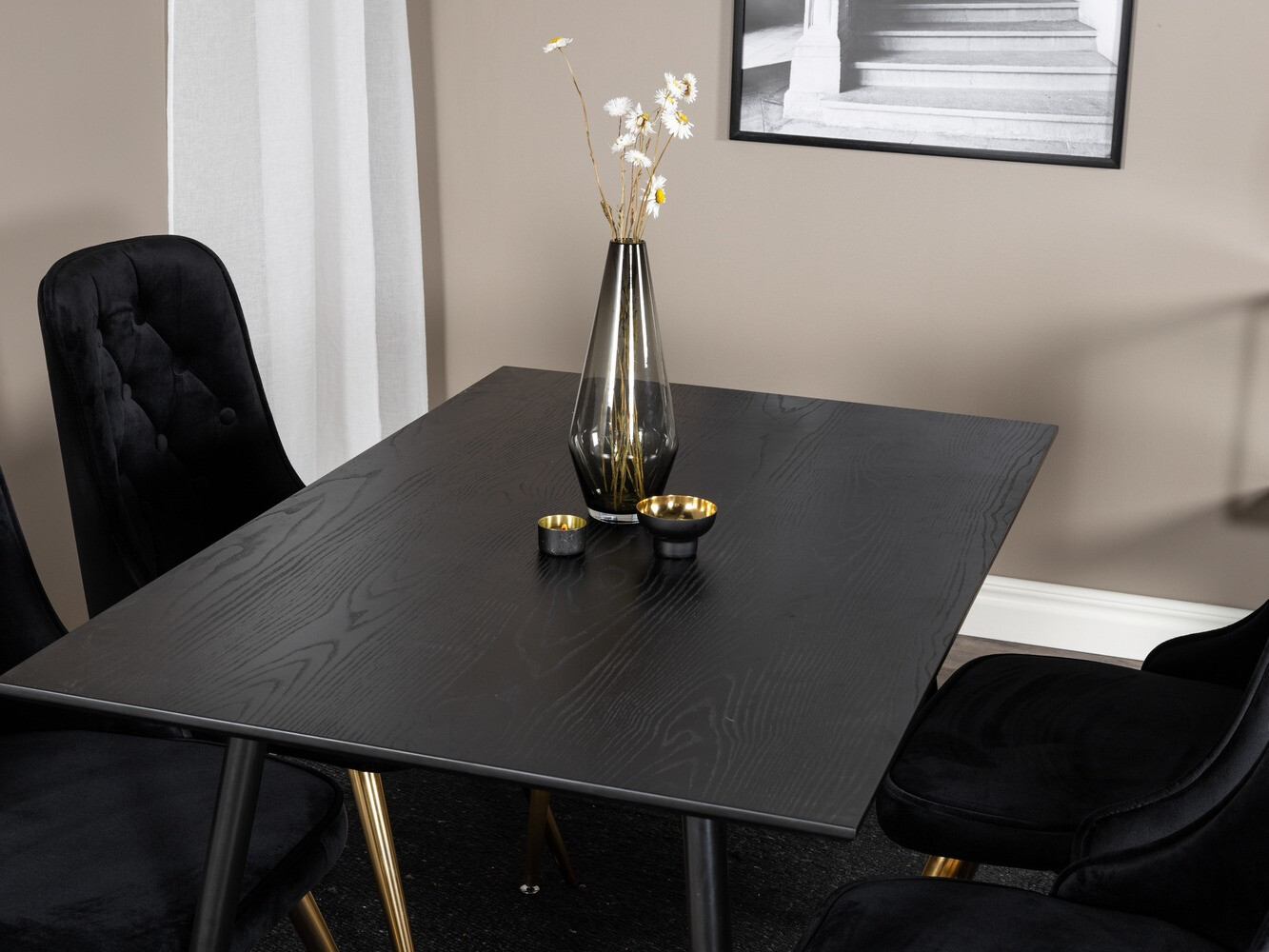 Dining set Dallas 1673 (Black + golden)