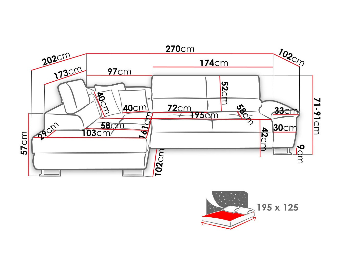 Corner sofa Comfivo Ruta II (Soft 017 + Lux 06 + Soft 017)