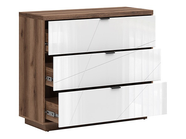 Chest of drawers Fivale 118 (Dark Delano oak + Glossy white)