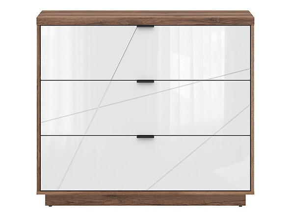 Chest of drawers Fivale 118 (Dark Delano oak + Glossy white)