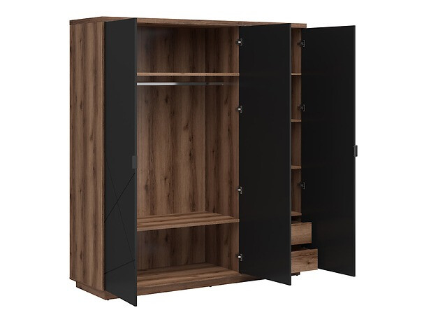 Wardrobe Fivale 116 (Dark Delano oak + Matte black)