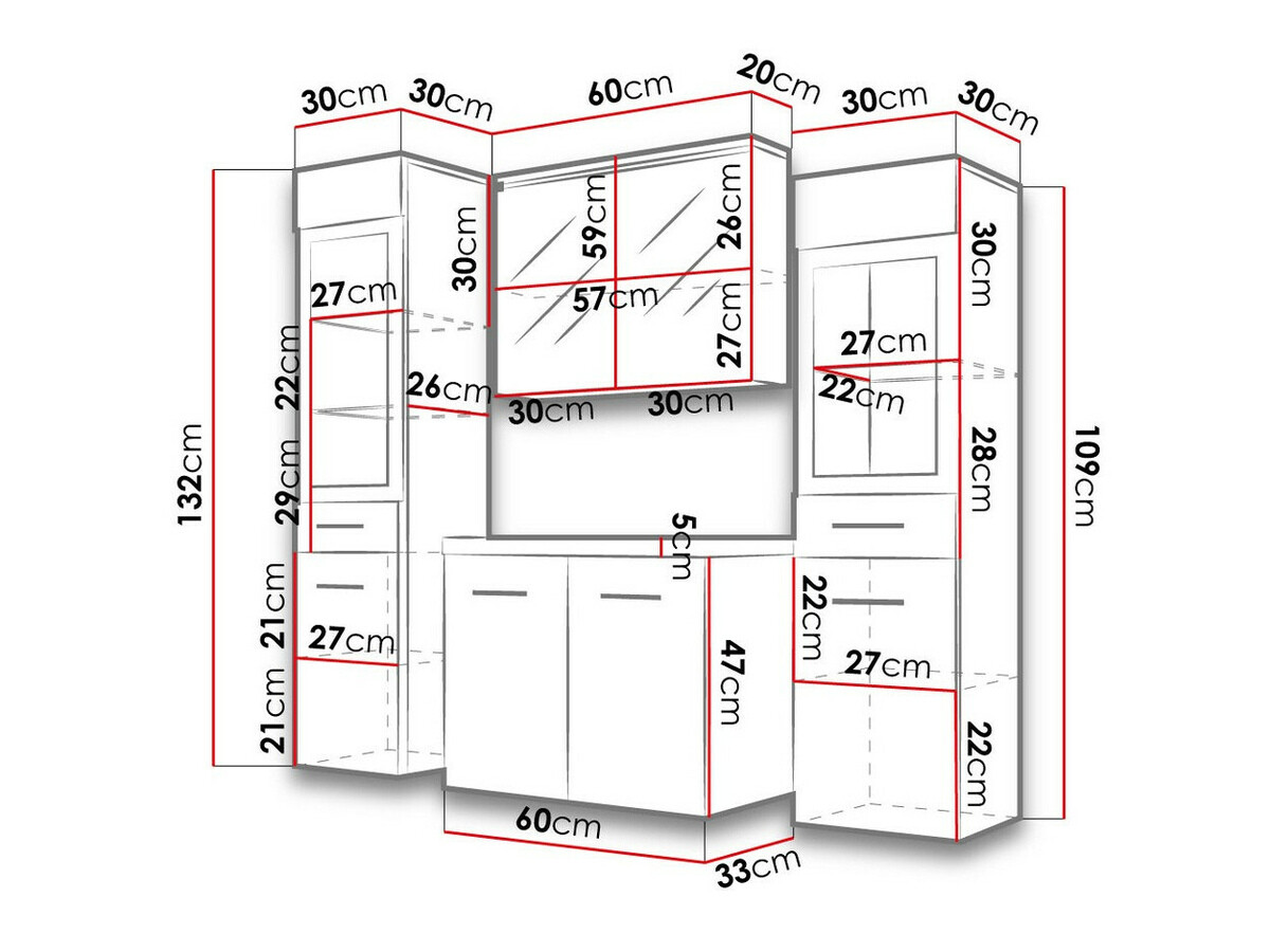 Bathroom set Scientia III (Gloss grey + White)