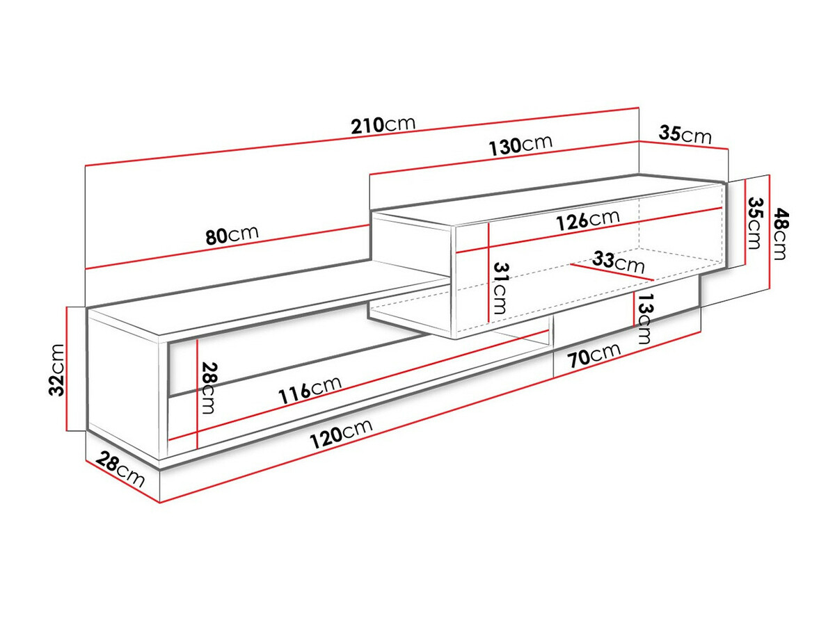 TV stand Pinos (White + Wotan Oak)