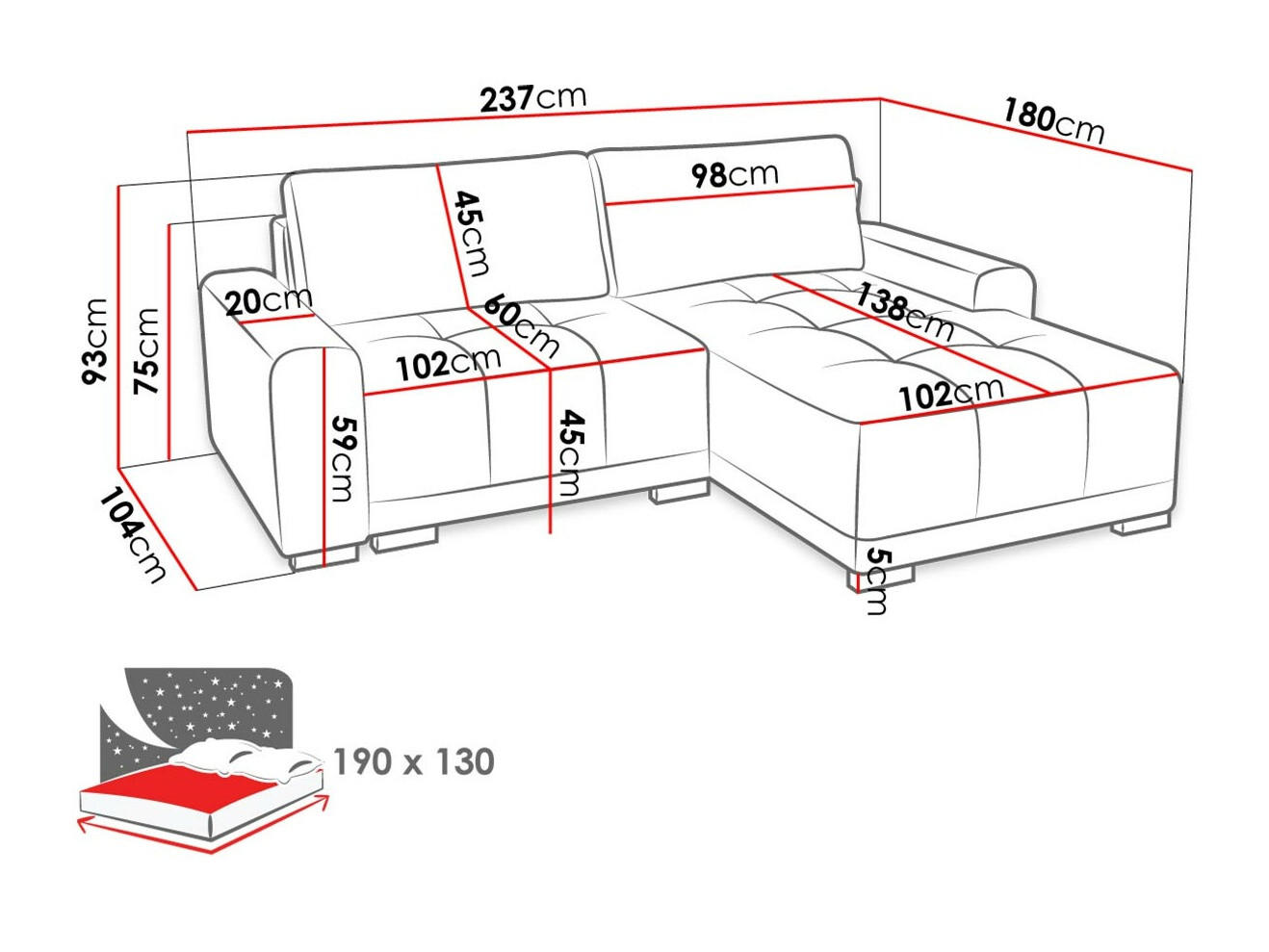 Corner sofa Columbus 183 (Country 3)