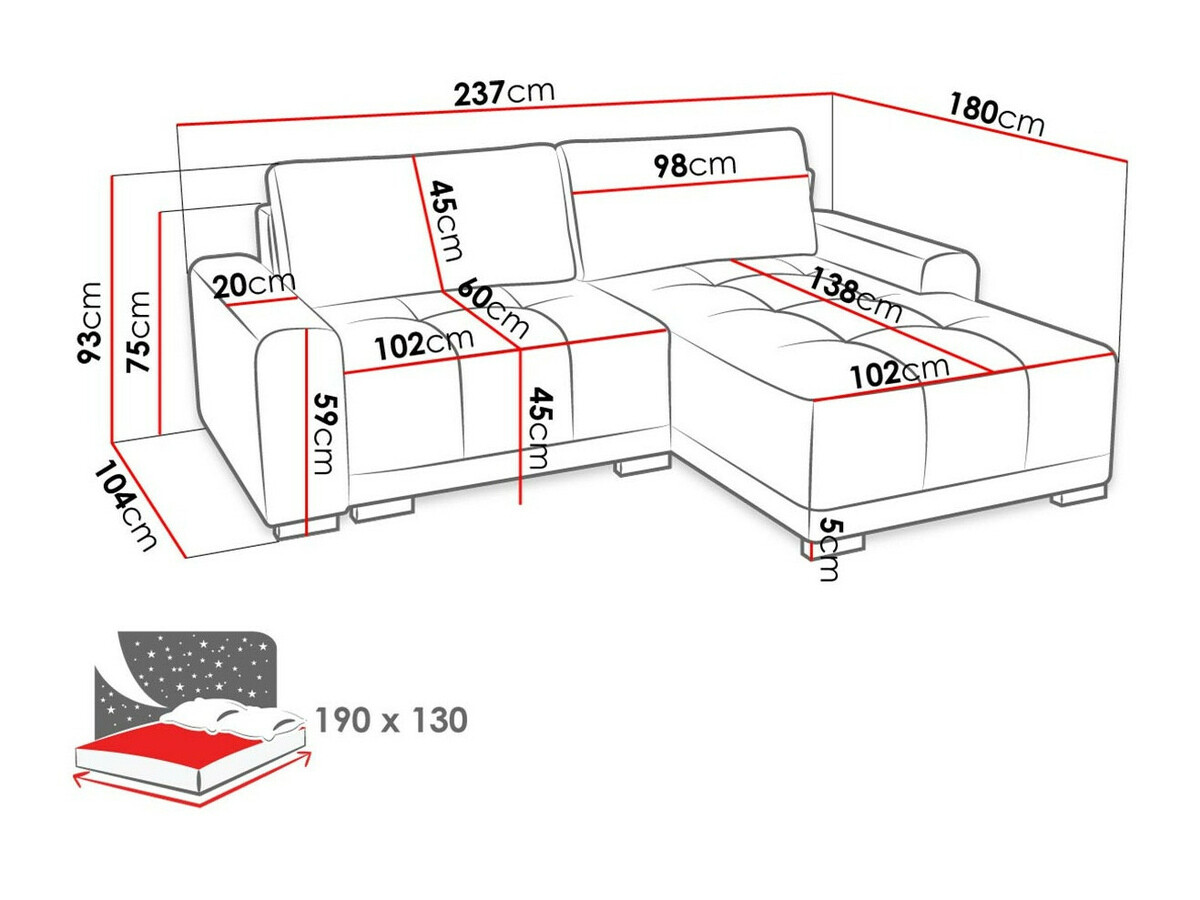 Corner sofa Columbus 183 (Kronos 09)