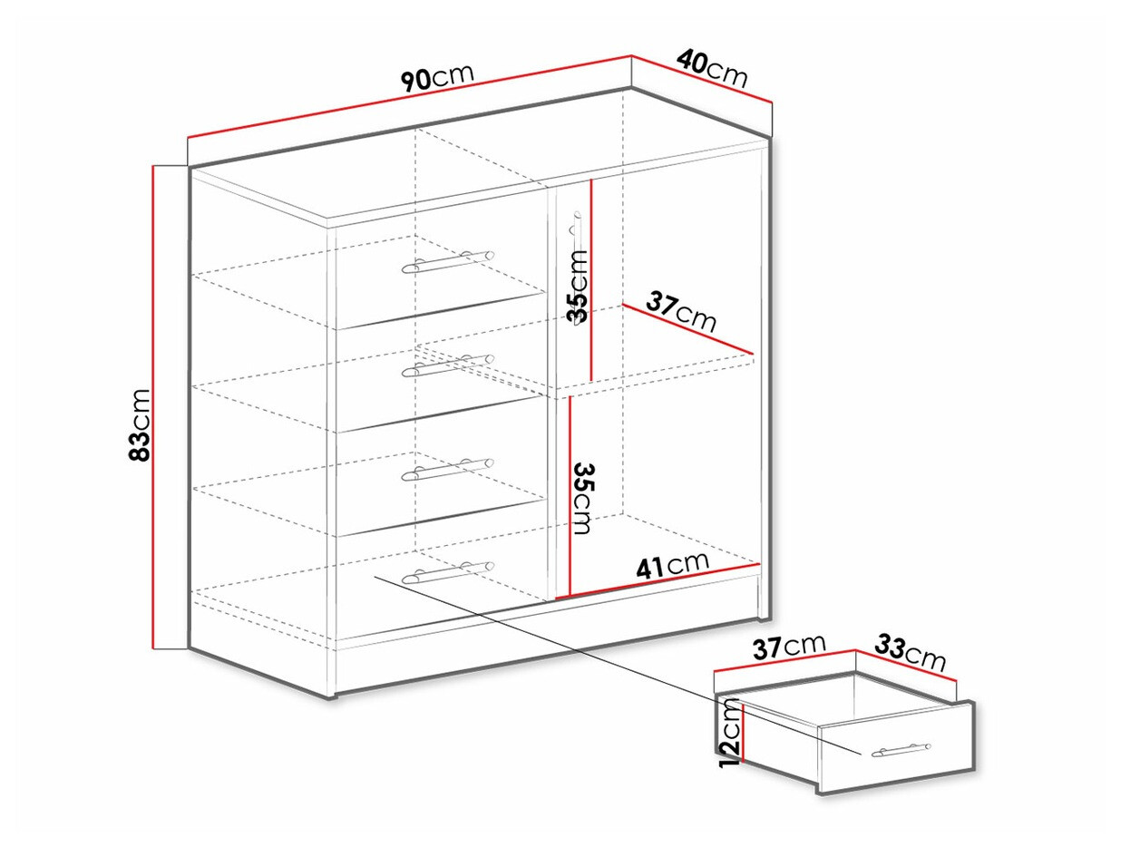 Chest of drawers Cavmero 108 (Sonoma oak + White)
