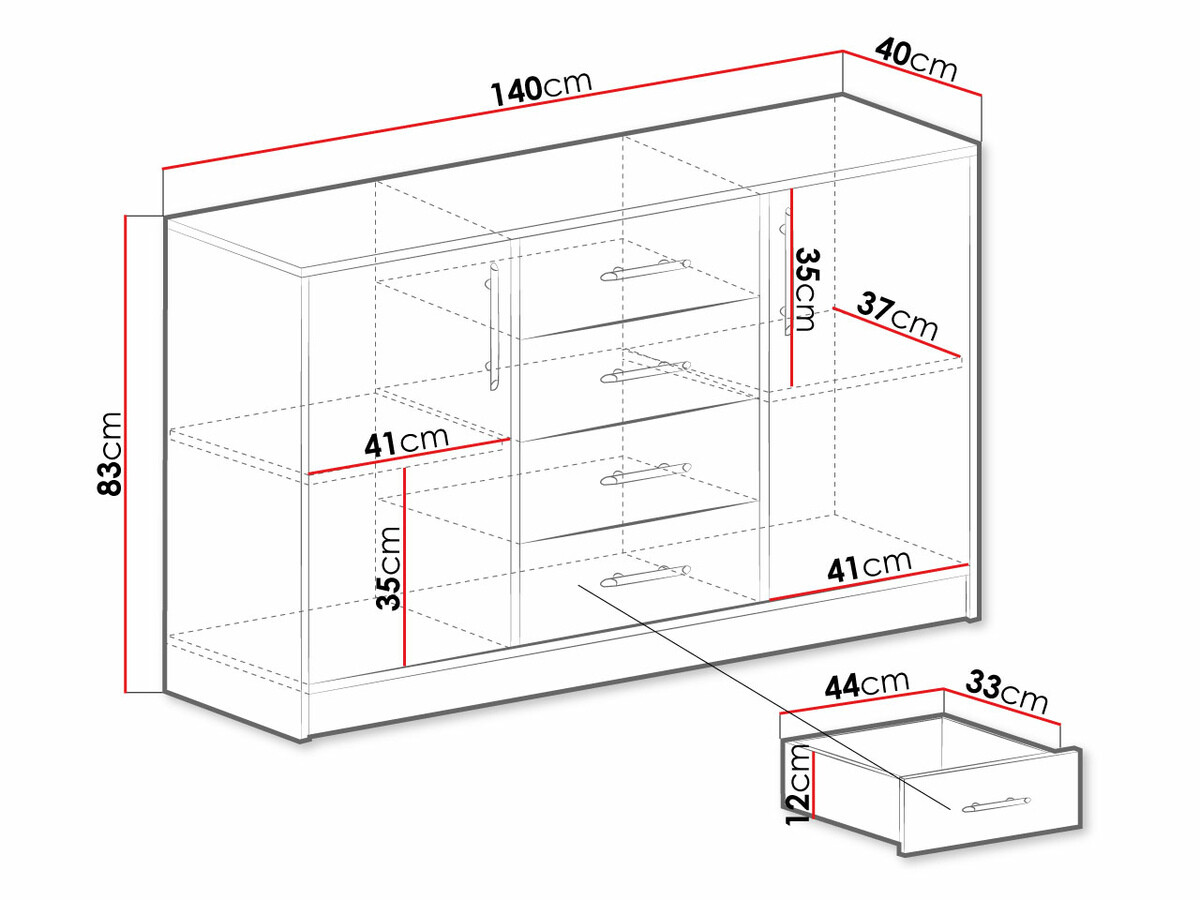 Chest of drawers Cavmero 109 (Anthracite)
