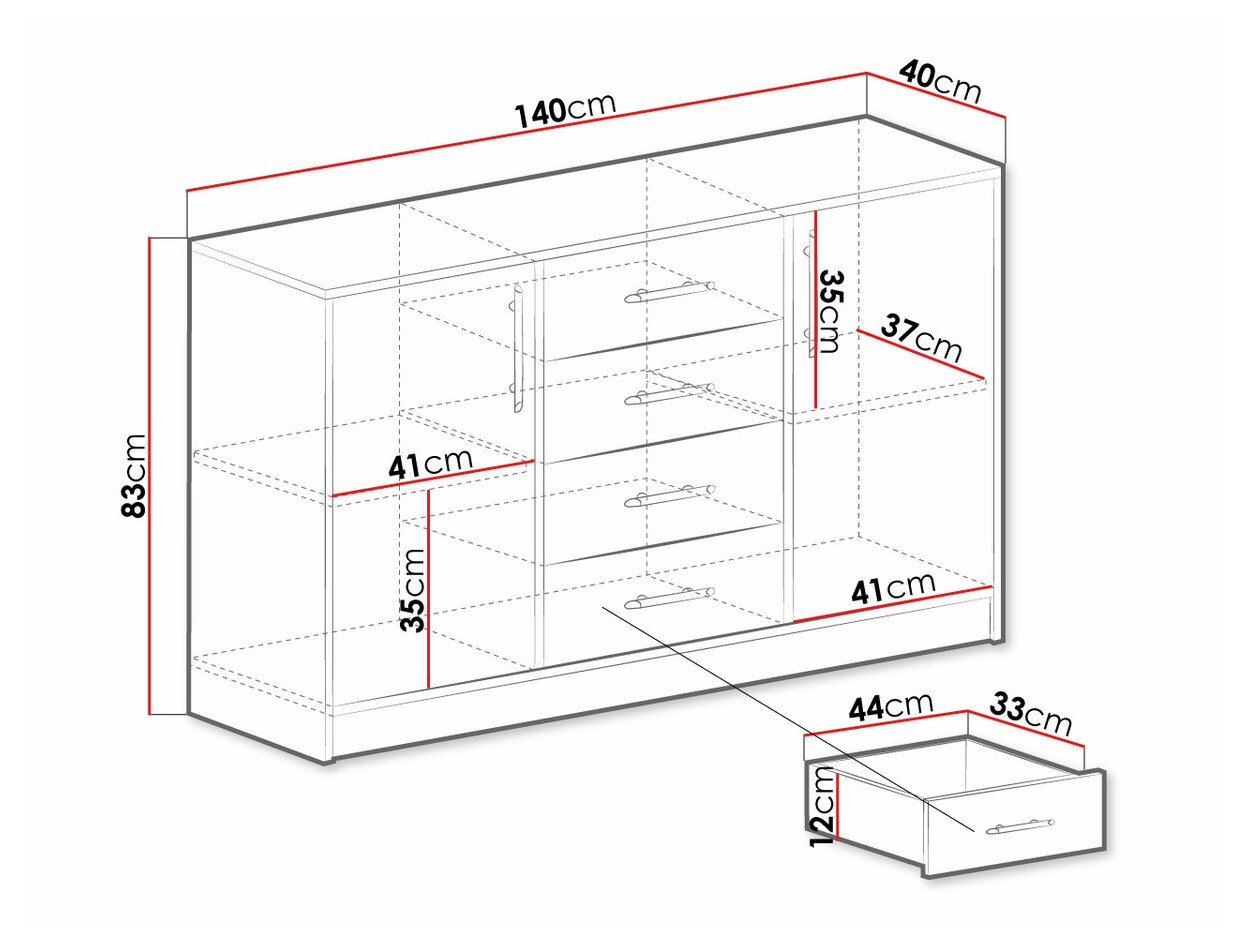 Chest of drawers Cavmero 109 (Sonoma oak + White)