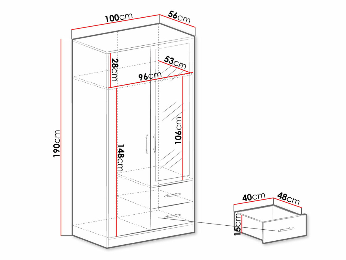 Wardrobe Cavmero 104 (Anthracite)