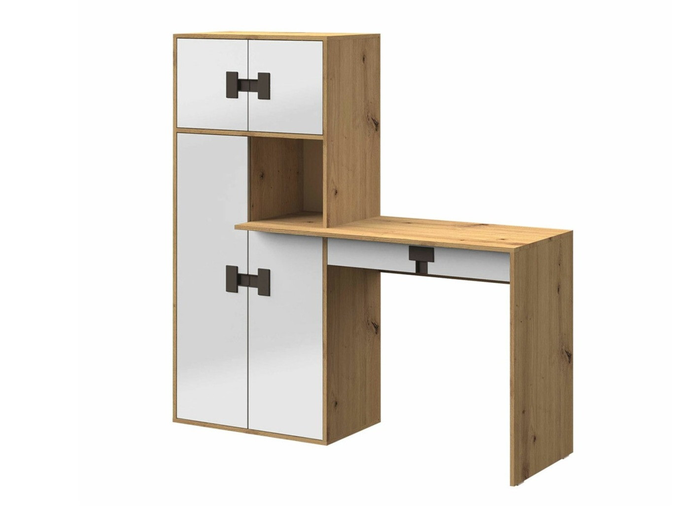 Desk Florevi 101 (Glossy white + Artisan oak)