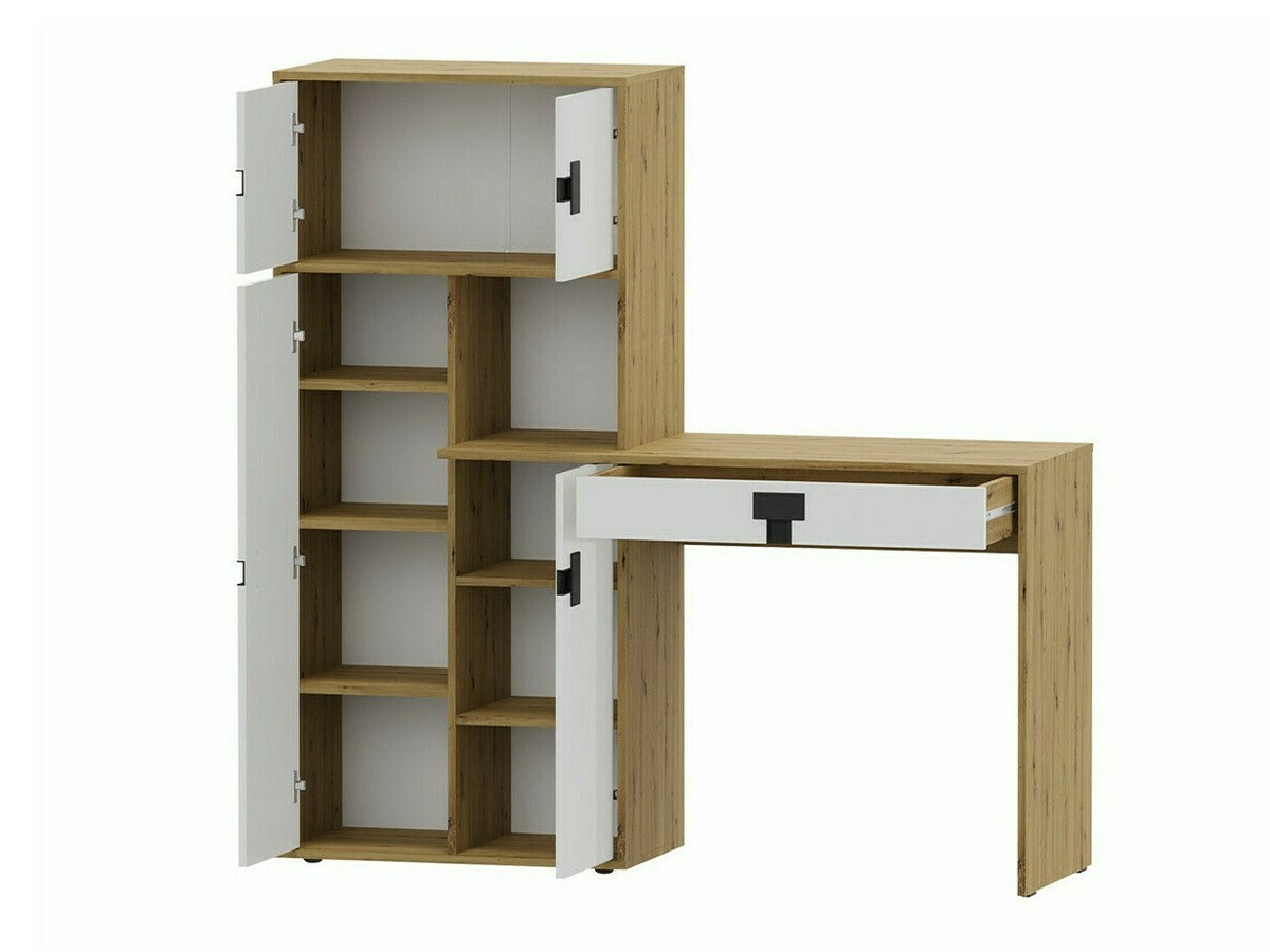 Desk Florevi 101 (Glossy white + Artisan oak)