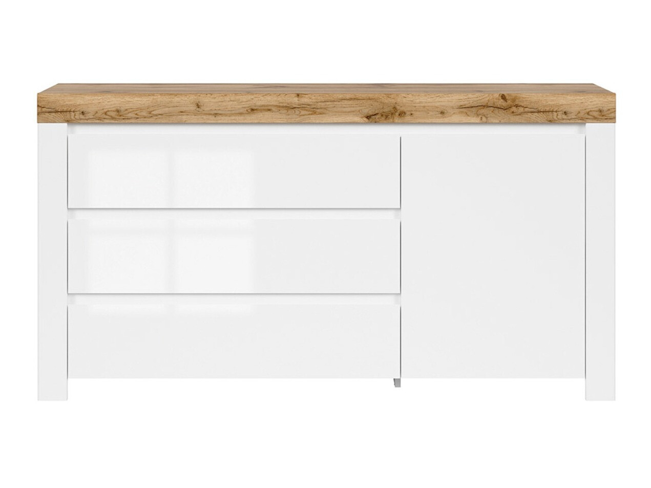 Chest of drawers Sonsoru 100 (White + Glossy white + Wotan Oak)