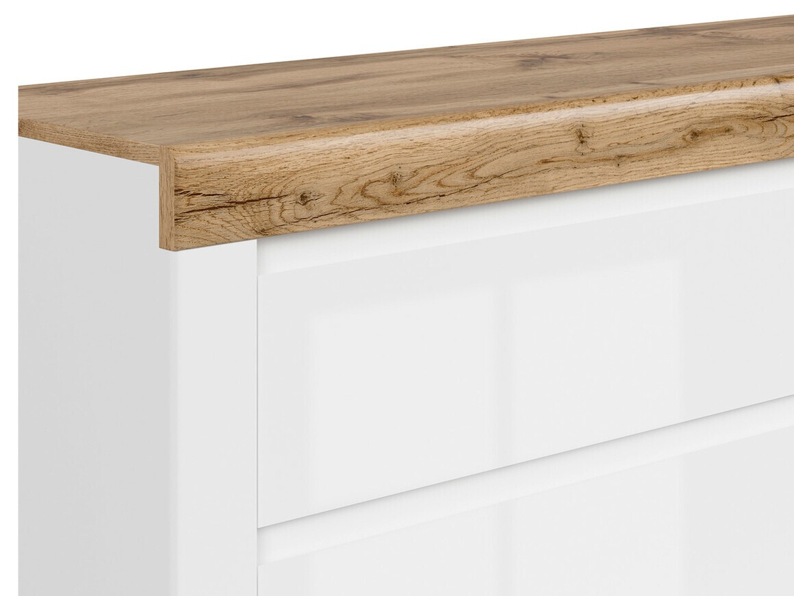Chest of drawers Sonsoru 100 (White + Glossy white + Wotan Oak)