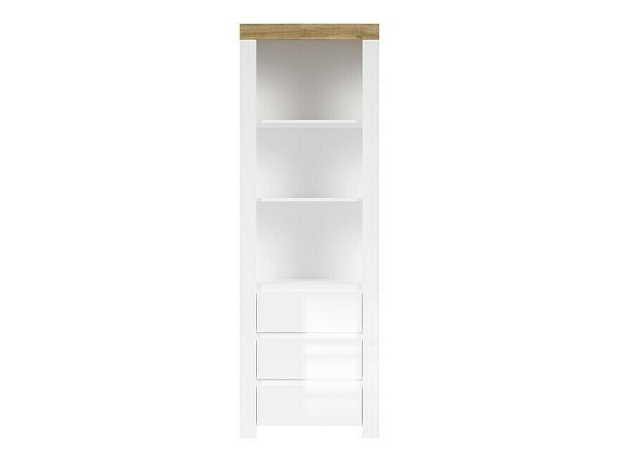Bookcase Sonsoru 106 (White + Glossy white + Oak)