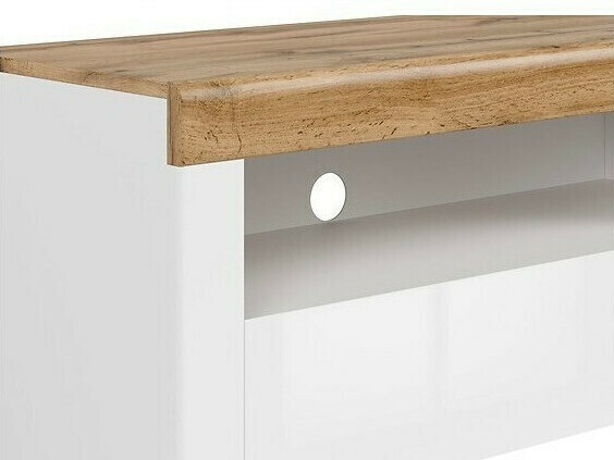 TV stand Sonsoru 107 (White + Glossy white + Wotan Oak)