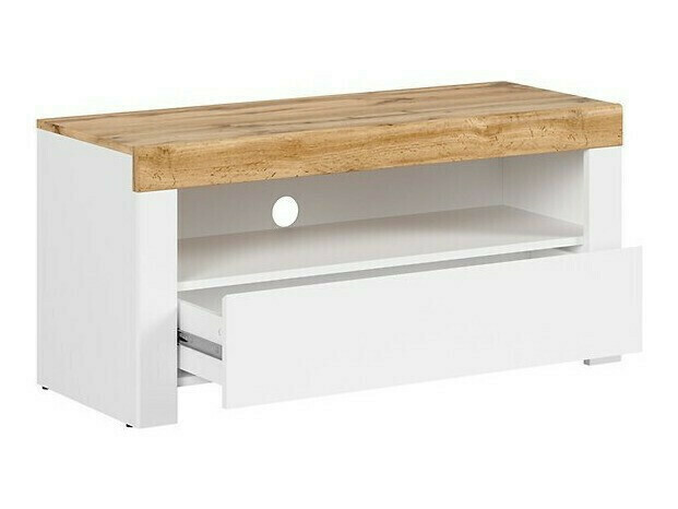 TV stand Sonsoru 107 (White + Glossy white + Wotan Oak)