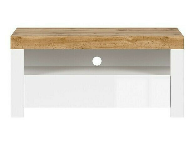 TV stand Sonsoru 107 (White + Glossy white + Wotan Oak)