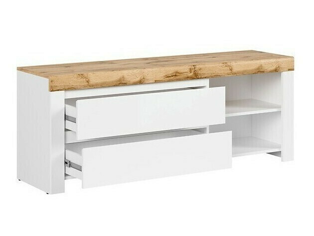 TV stand Sonsoru 108 (White + Glossy white + Wotan Oak)