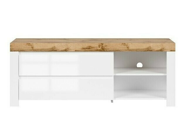 TV stand Sonsoru 108 (White + Glossy white + Wotan Oak)