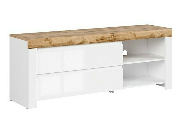 TV stand Sonsoru 108 (White + Glossy white + Wotan Oak)