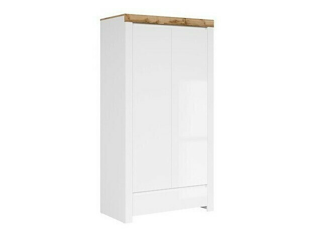Wardrobe Sonsoru 110 (White + Glossy white + Wotan Oak)