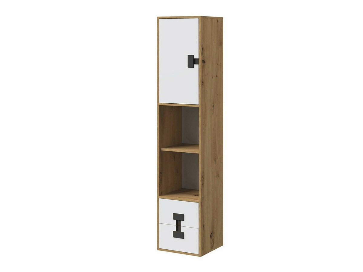 Bookcase Florevi 111 (Matte white + Artisan oak)