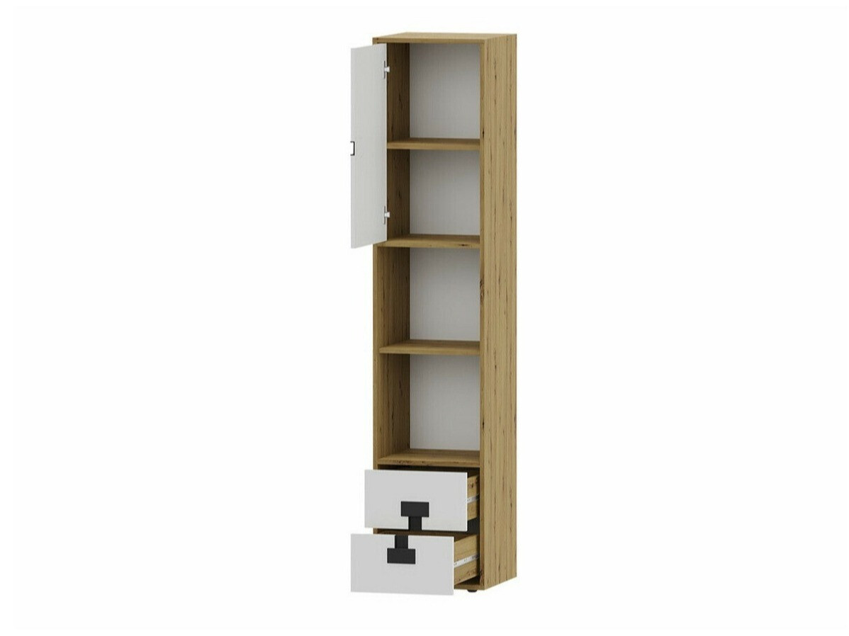 Bookcase Florevi 111 (Matte white + Artisan oak)