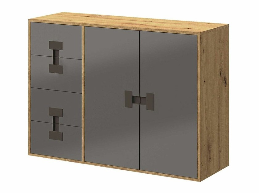 Chest of drawers Florevi 102 (Gloss grey + Artisan oak)