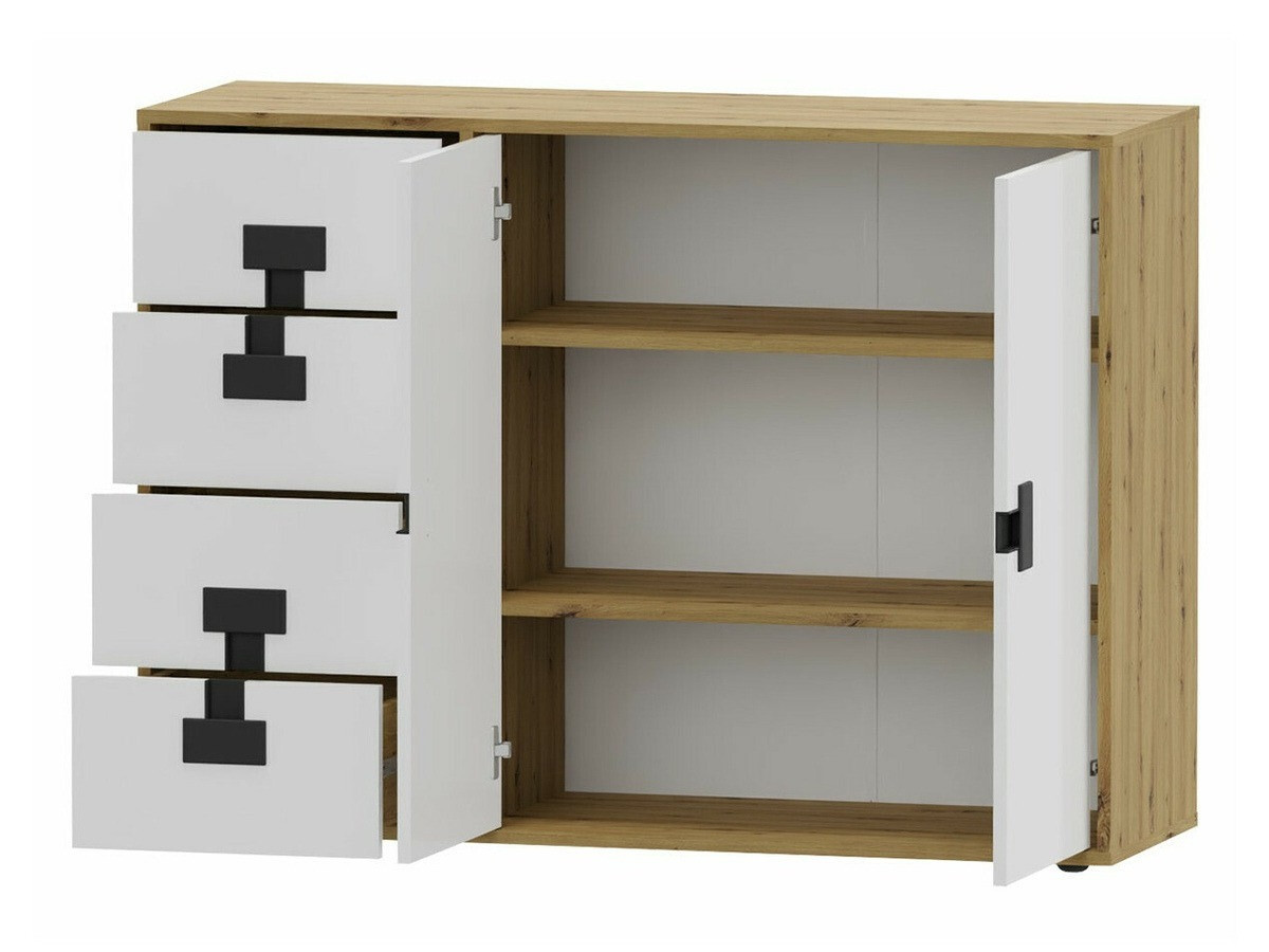 Chest of drawers Florevi 102 (Matte white + Artisan oak)