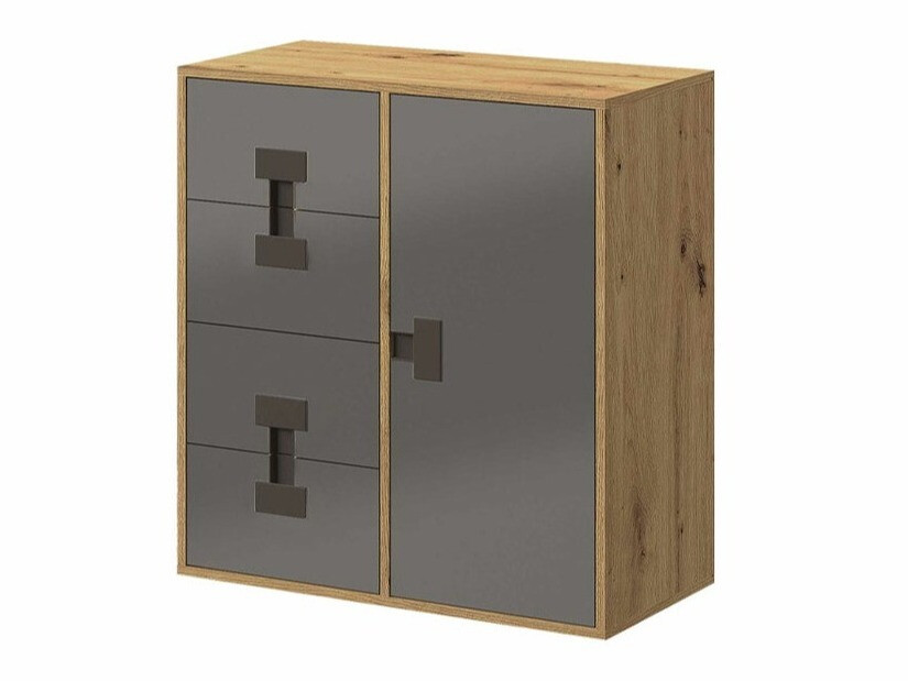 Chest of drawers Florevi 103 (Gloss grey + Artisan oak)
