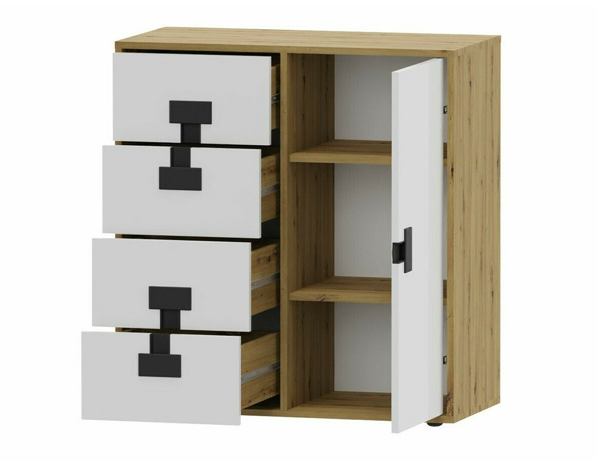 Chest of drawers Florevi 103 (Matte white + Artisan oak)