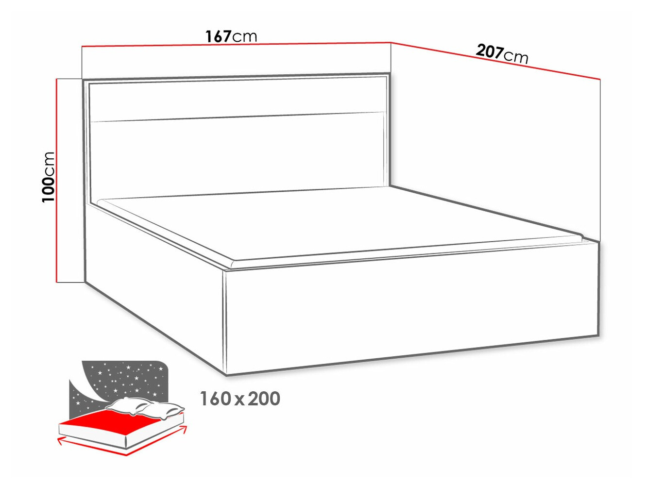 Bed Etrmoni 113 (Light wood + Oak)