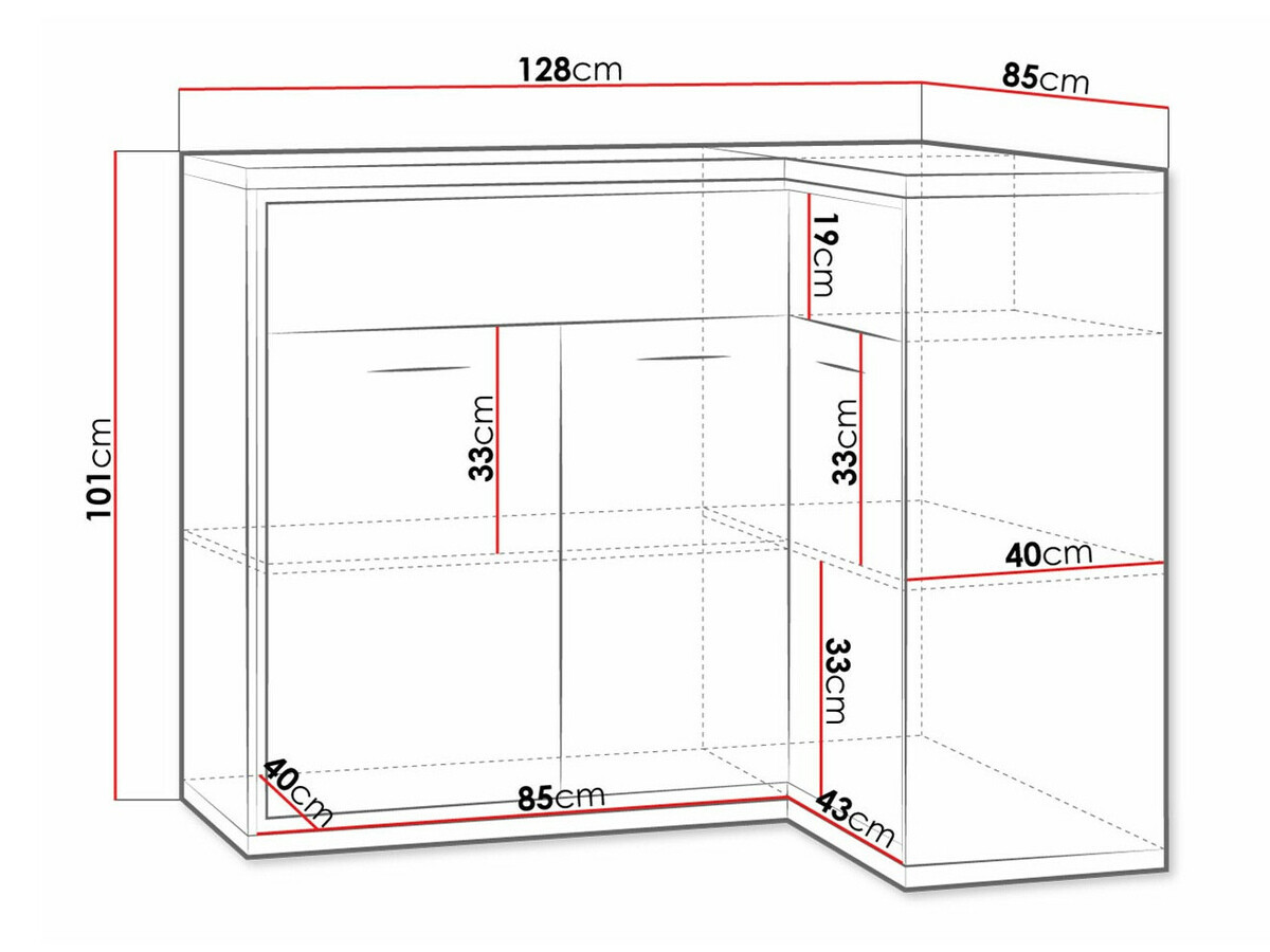 Corner chest of drawers Etrmoni 106 (Light wood + Oak)