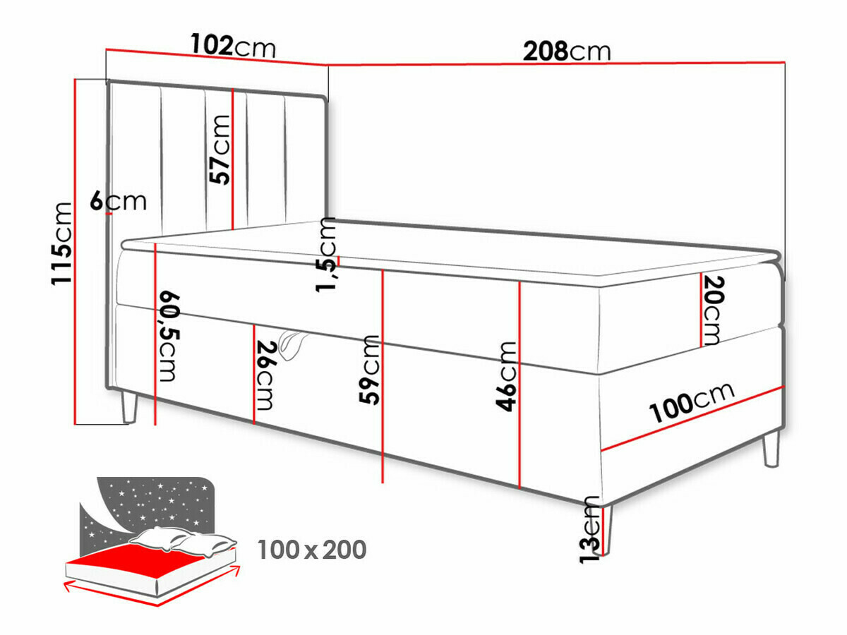 Continental bed Lucus VI (Soft 017 + Fresh 37)