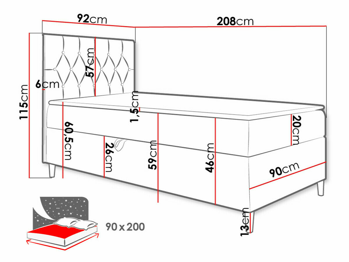 Continental bed Lucus VII (Soft 017 + Fresh 9)