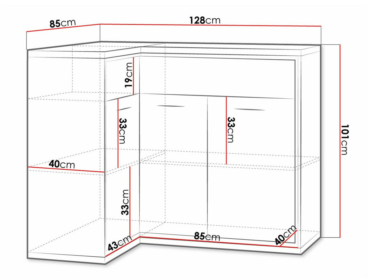 Corner chest of drawers Etrmoni 121 (Light wood + Oak)