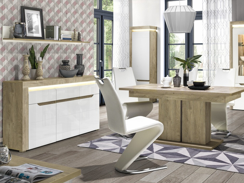 Chest of drawers Revelmi 103 (Oak + Glossy white)