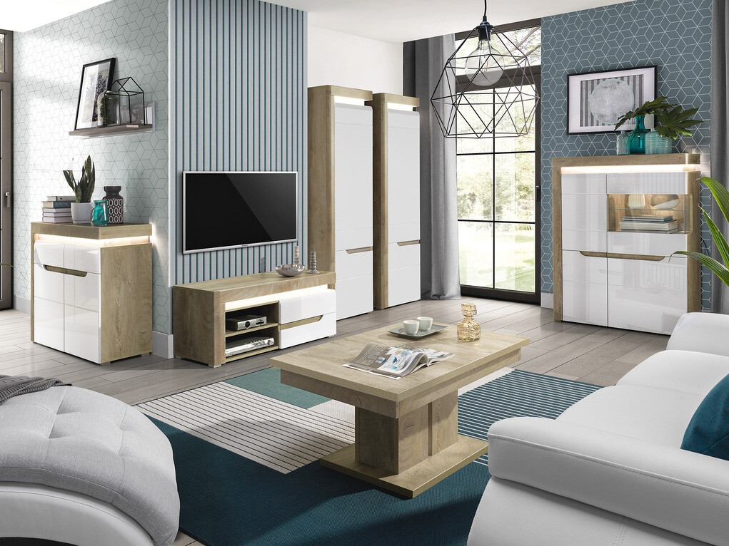 TV stand Revelmi 100 (Oak + Glossy white)