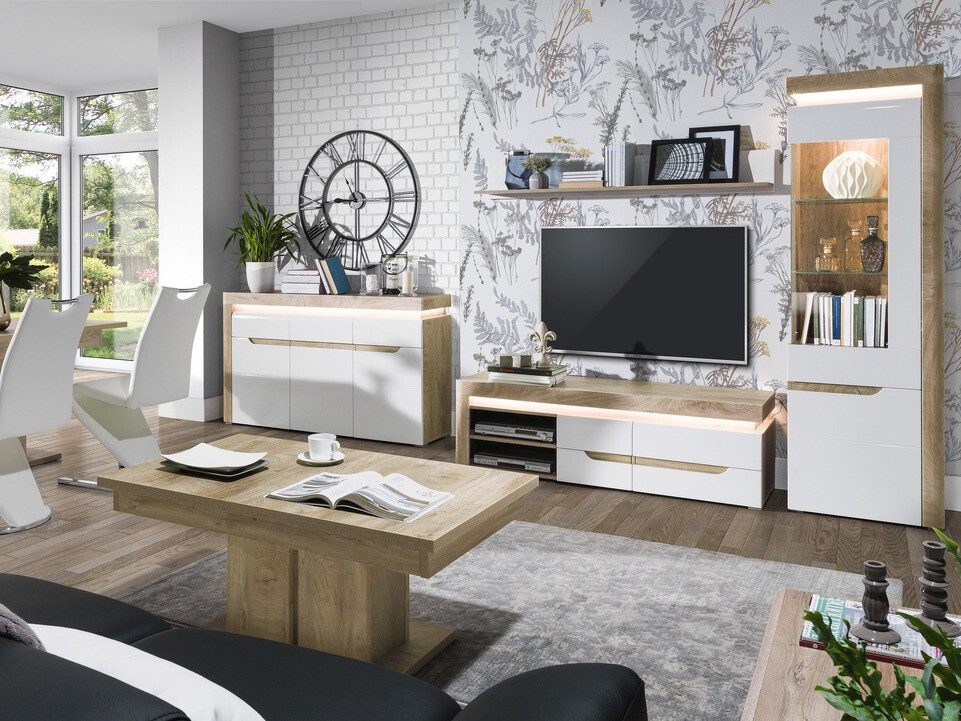 TV stand Revelmi 101 (Oak + Glossy white)