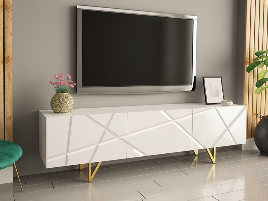 TV stand Audis (White + Glossy white)